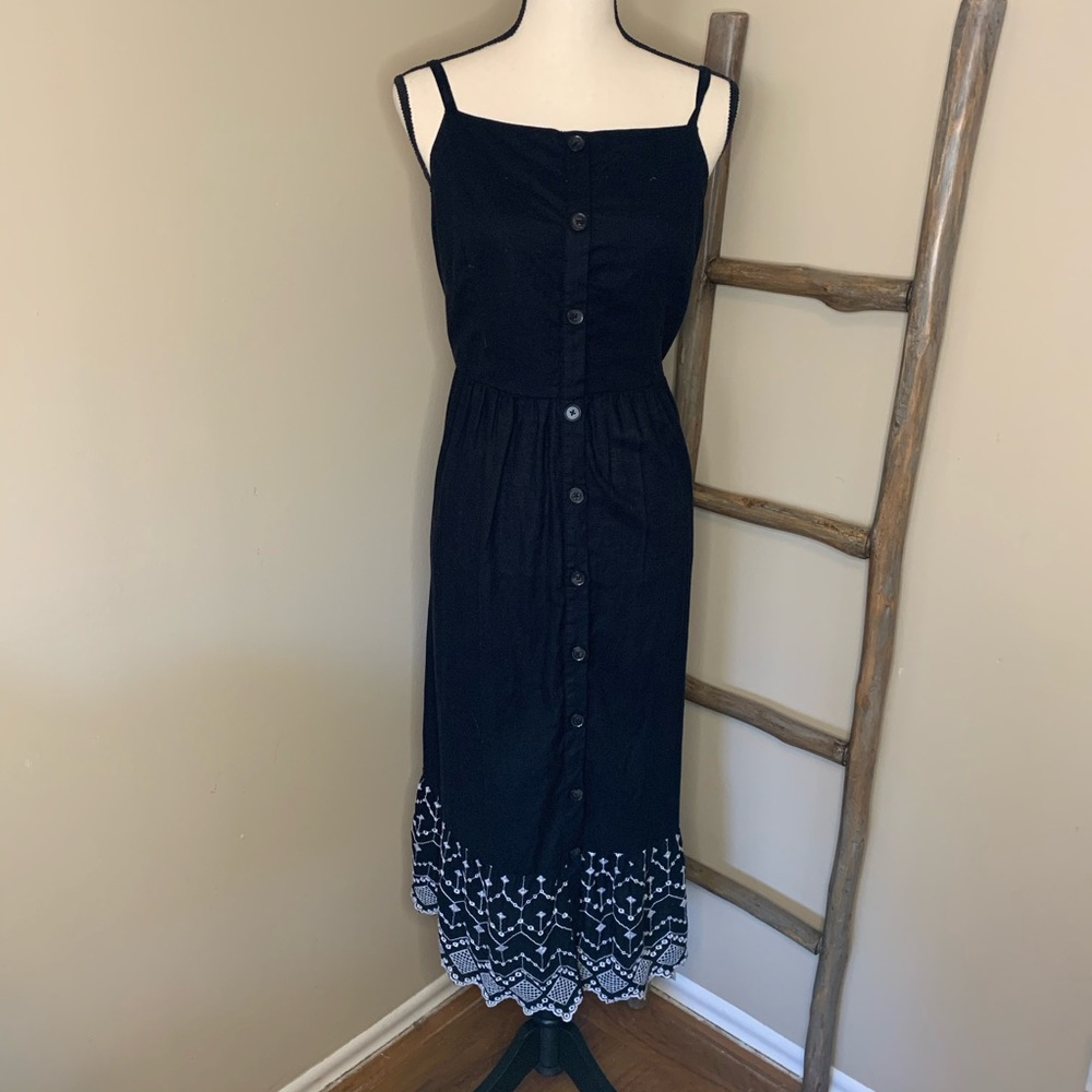 Black Maxi dress with white embroidered design